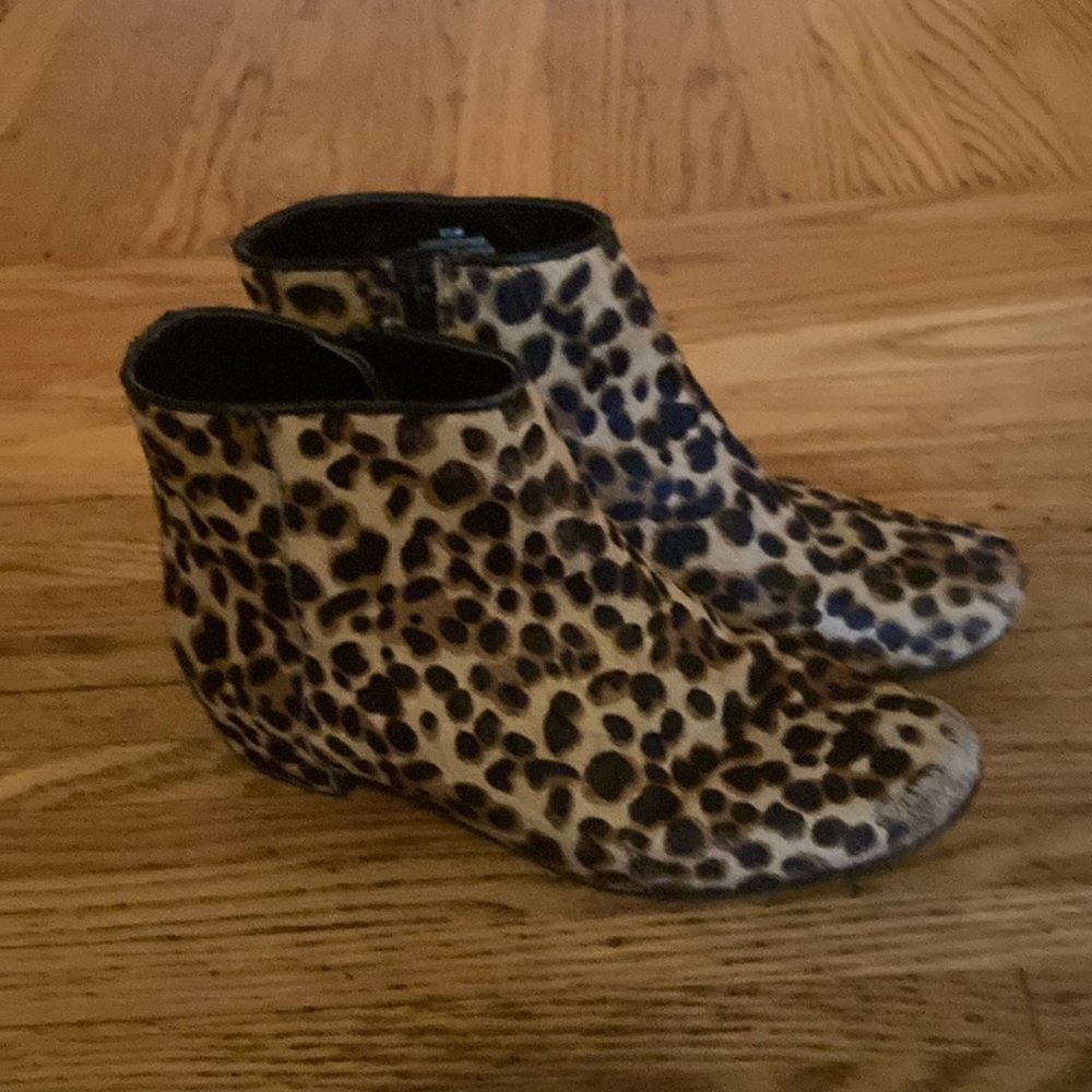 Nine West faux leopard fur booties